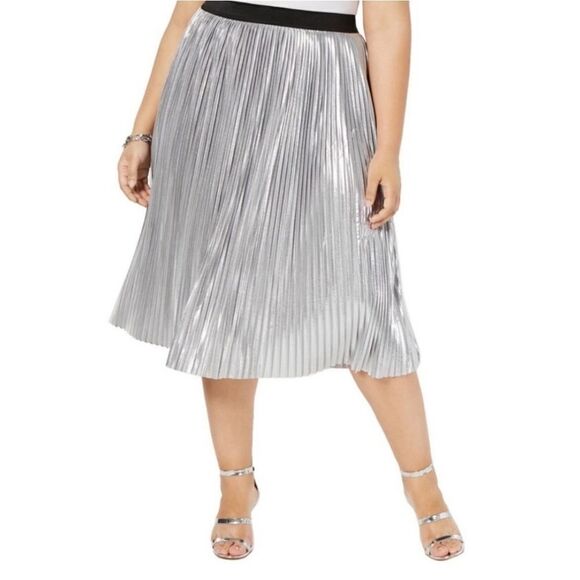 INC silver metallic skirt - Picture 1 of 16
